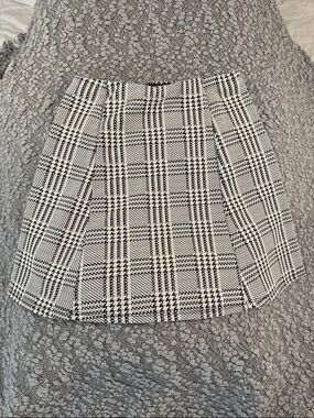 Renee C. Black & White Plaid Mini Skirt
